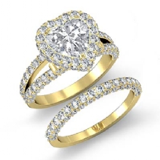 Split Shank Wedding Set diamond  14k Gold Yellow