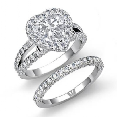 Split Shank Wedding Set diamond Ring 18k Gold White