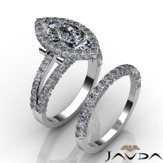 Halo Bridal Set Pave Setting diamond Ring 18k Gold White