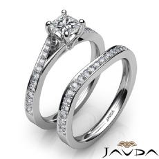 4 Prong Sidestone Bridal Set diamond Ring Platinum 950