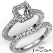 Diamond Asscher Cut Semi Mount Engagement Ring Bridal Set 14k Gold White 1Ct