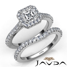 U Cut Pave Halo Bridal Set diamond Ring Platinum 950