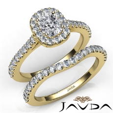 U Pave Halo Wedding Bridal Set diamond Ring 14k Gold Yellow