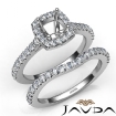Diamond Cushion Cut Semi Mount Engagement Ring Bridal Set 18k White Gold 1Ct - javda.com 