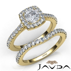 Halo Cathedral Bridal Set diamond Ring 18k Gold Yellow