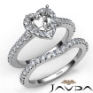 Diamond Heart Cut Semi Mount Engagement Ring Bridal Set 14k White Gold 1Ct - javda.com 