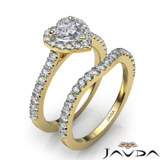 Halo U Cut Pave Bridal Set diamond Ring 14k Gold Yellow