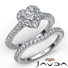 Halo U Cut Pave Bridal Set diamond Ring 18k Gold White