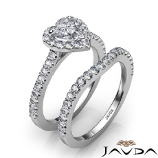 Halo U Cut Pave Bridal Set diamond Ring Platinum 950