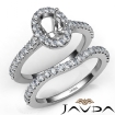Diamond Oval Cut Semi Mount Engagement Ring Bridal Set Platinum 950 1Ct - javda.com 
