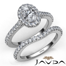 Halo Pave Wedding Bridal Set diamond Ring Platinum 950