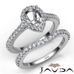 Diamond Pear Cut Semi Mount Engagement Ring Bridal Set Platinum 950 1Ct - javda.com 