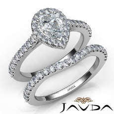 Halo French Pave Bridal Set diamond Ring 18k Gold White