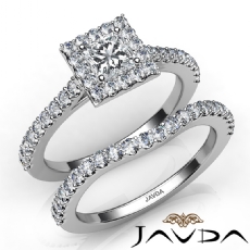 Halo U Prong Setting Bridal diamond Ring Platinum 950