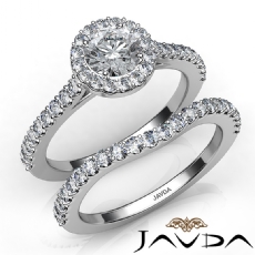 U Cut Prong Halo Bridal Set diamond Ring 14k Gold White