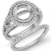 1.1Ct Round Halo Diamond Semi Mount Engagement Ring Bridal Set Platinum 950