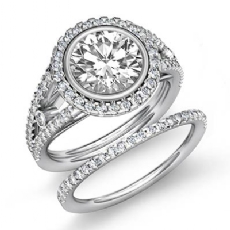 Bezel Prong Setting Bridal diamond Ring 14k Gold White