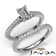 Prong Set Side Stone Bridal diamond Ring 18k Gold White