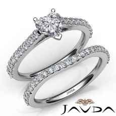 Sidestone Prong Bridal Set diamond Ring 18k Gold White