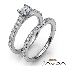 Sidestone Prong Bridal Set diamond Ring 18k Gold White