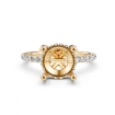 Hidden Halo French U Cut Pave Semi Mount Diamond Engagement Ring 14k Yellow Gold 0.6Ct - javda.com 