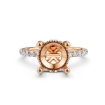 Hidden Halo French U Cut Pave Semi Mount Diamond Engagement Ring 14k Rose Gold 0.6Ct - javda.com 