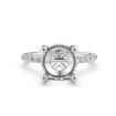 Hidden Halo French U Cut Pave Semi Mount Diamond Engagement Ring Platinum 950 0.6Ct - javda.com 