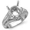 0.8Ct Round Diamond Engagement Milgrain Ring Platinum 950 Semi Mount - javda.com 