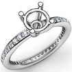 0.5Ct Pave Setting Diamond Engagement Ring Round Semi Mount Platinum