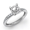 0.5Ct Pave Setting Diamond Engagement Ring Round Semi Mount Platinum 950 - javda.com 