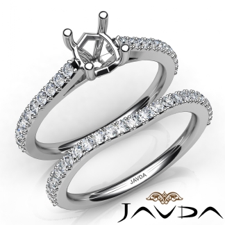 Oval Cut Diamond Semi Mount Engagement Ring Bridal Set 14k Gold White 0.8Ct