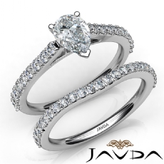 Split V Prong Bridal Set diamond Ring 18k Gold White