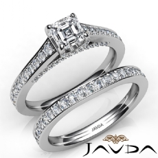 Accent Bridge Bridal Set diamond Ring 18k Gold White