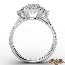 Halo Three Stone Claw Prong diamond Ring Platinum 950