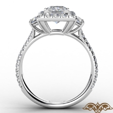Split Shank Halo Three Stone diamond Ring 18k Gold White