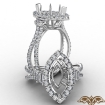 3 Stone Marquise Semi Mount Baguette Halo Diamond Engagement Ring 18k White Gold 1.1Ct - javda.com 