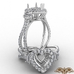 3 Three Stone Heart Semi Mount Halo Diamond Engagement Ring 18k White Gold 1.05Ct - javda.com 