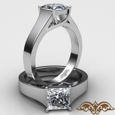 4 Prong Trellis Solitaire diamond Ring 18k Gold White