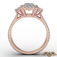 Halo Three Stone Split Shank diamond Ring 18k Rose Gold