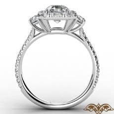 Claw Prong Three Stone Halo diamond Ring 18k Gold White