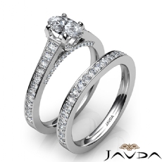 Bridge Accent Pave Bridal diamond Ring 14k Gold White