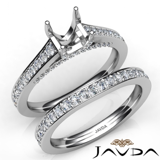 Princess Diamond Engagement Semi Mount Ring Bridal Sets 14k Gold White 1.25Ct