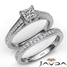 Accent Bridge Pave Bridal Set diamond Ring 14k Gold White