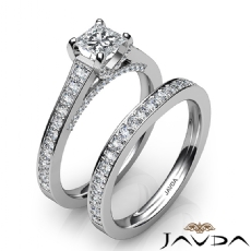 Accent Bridge Pave Bridal Set diamond Ring 18k Gold White
