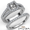 U Prong Diamond Engagement Semi Mount Ring Asscher Bridal Set 14K W Gold 1.25Ct