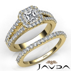 Split Shank Halo Bridal Set diamond  18k Gold Yellow