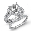 1.8Ct Heart Halo Diamond Semi Mount Engagement Wedding Ring Bridal Set Platinum 950 - javda.com 
