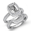 1.38Ct Diamond Cushion Wedding Band Semi Mount Ring Platinum 950 Bridal Setting - javda.com 