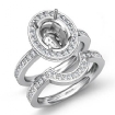 1.32Ct Diamond Oval Wedding Band Semi Mount Ring Platinum 950 Bridal Setting - javda.com 