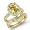 1.32Ct Diamond Oval Wedding Band Semi Mount Ring 14k Yellow Gold Bridal Setting - javda.com 